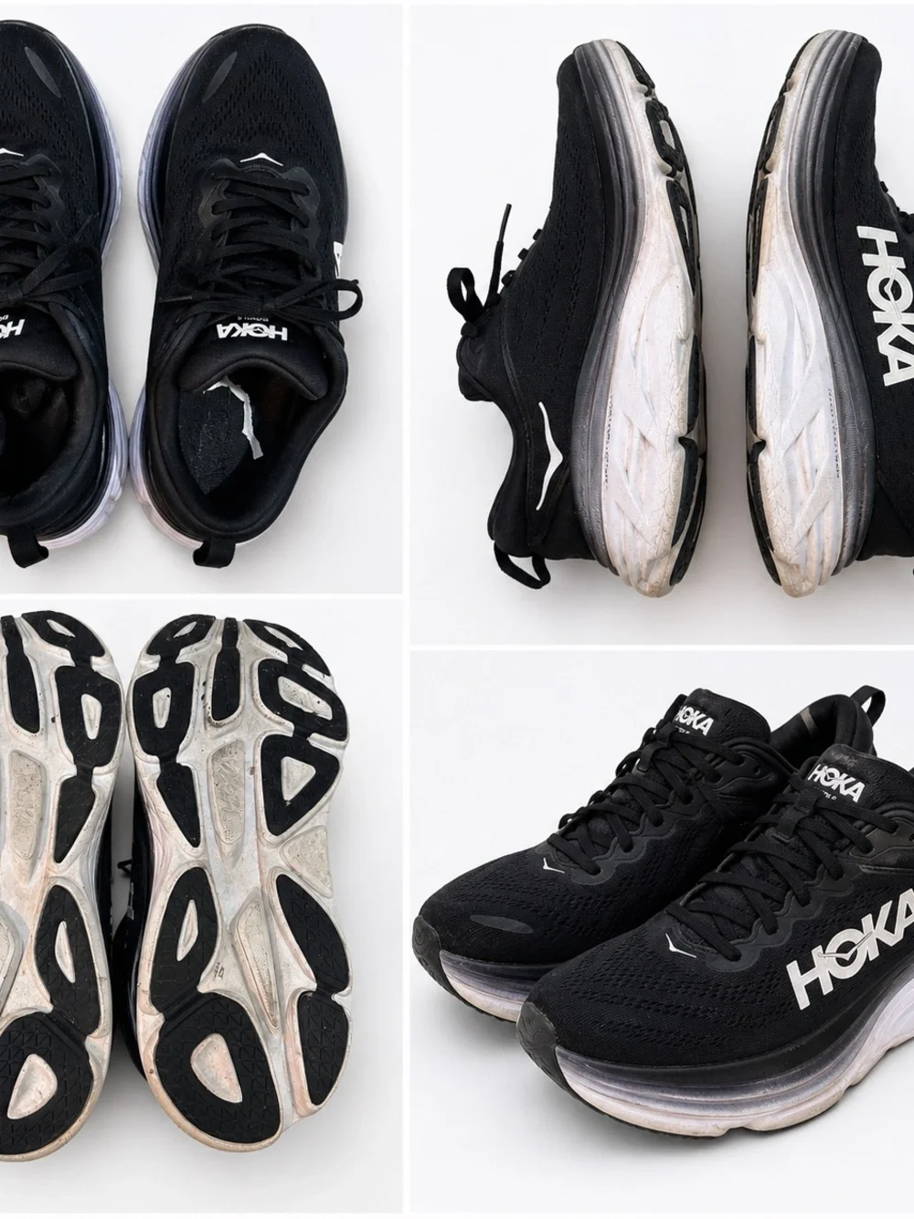 Hoka bondo 2Black Athletic Running Shoes with White Accents